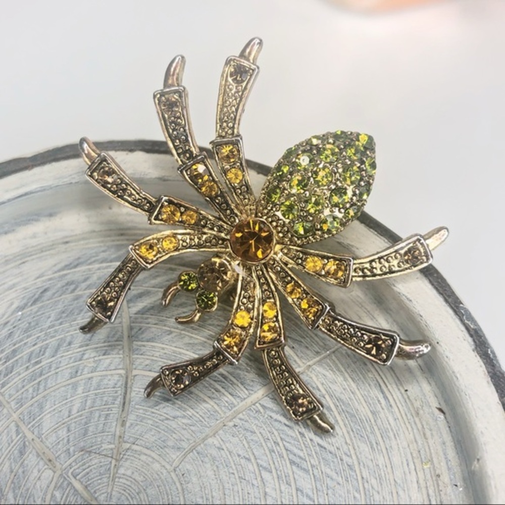 Spider Brooch Unique Crystal Pin